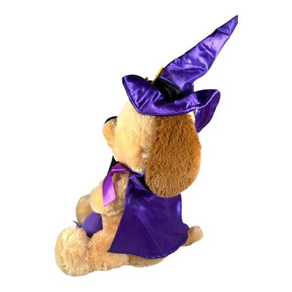Singing dancing plush dog with purple witch hat broom & cape halloween holiday - Picture 3 of 9